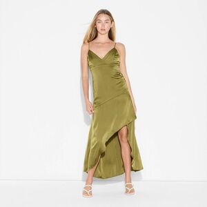 Women's Sleeveless Satin Asymmetrical Maxi A-Line Dress - Wild Fable™